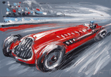 Bolides rouges - Pleine vitesse #artistsupportpledge Painting titled "Bolides rouges - Pl…" by Serge Mazet, Original Artwork, Oil