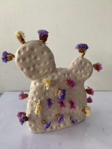 "Cactus fleuri" başlıklı Heykel Béatrice Couvret tarafından, Orijinal sanat, Seramik