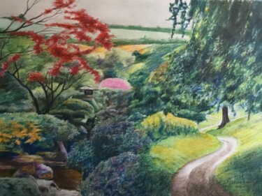 Dessin intitulée "PROFONDEURS VERDOYA…" par Jacques Tafforeau, Œuvre d'art originale, Aquarelle