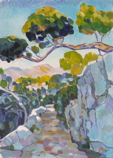 Peinture intitulée "Chemin dans les cal…" par Patrick Marie, Œuvre d'art originale, Huile Monté sur Châssis en bois