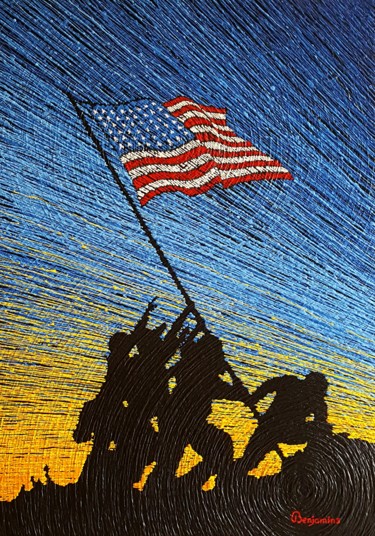 FLAGS OF OUR FATHERS Pintura intitulada "FLAGS OF OUR FATHERS" por Arthur Benjamins, Obras de arte originais, Acrílico
