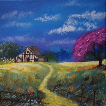 Peinture intitulée "Maison de Campagne" par Adrien C., Œuvre d'art originale, Acrylique