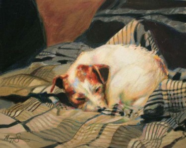 Painting titled "Smelly Wet Nosed Pi…" by Maggie Stiefvater, Original Artwork, Oil