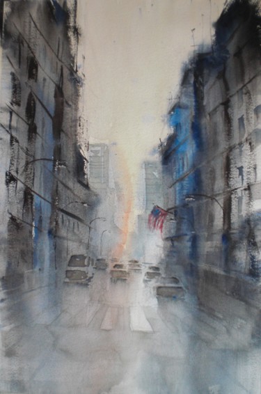 New York New York 9 #ArtistSupportPledge Pintura titulada "New York New York 9…" por Giorgio Gosti, Obra de arte original, Acuarela
