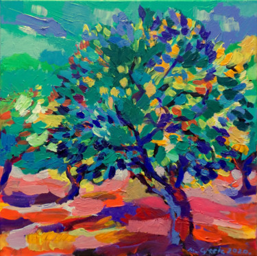 Blue sky in orchard #artistsupportpledge Painting titled "Blue sky in orchard…" by Maja Grecic, Original Artwork, Acrylic
