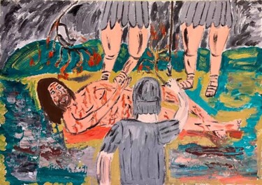 Ζωγραφική με τίτλο "La flagellazione" από Mario Pratesi, Αυθεντικά έργα τέχνης, Λάδι