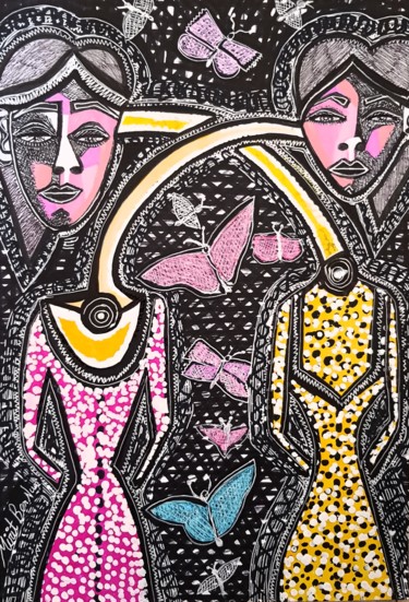 Art sessions for groups Mirit Ben-Nun studio modern paintngs 绘画 标题为“Art sessions for gr…” 由Mirit Ben-Nun, 原创艺术品, 墨