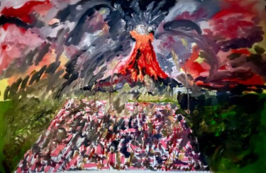Peinture intitulée "Pompei 79 DC" par Mario Pratesi, Œuvre d'art originale, Huile