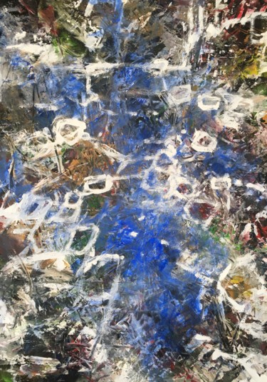Schilderij getiteld "GhostNotes" door Andreas Skiba, Origineel Kunstwerk, Acryl Gemonteerd op Houten paneel