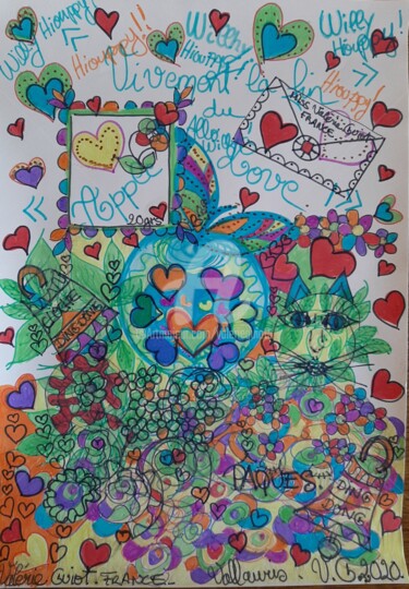 APPLE tu n'es pas petit Willy , tu es grand en âme. Dessin intitulée "APPLE tu n'es pas p…" par Valerie Guiot, Œuvre d'art originale, Marqueur
