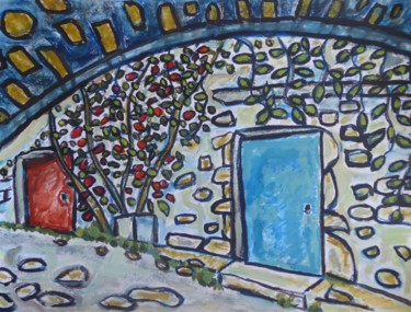제목이 "La porte bleue (1)"인 미술작품 Nicolas Cavuoto로, 원작, 기름