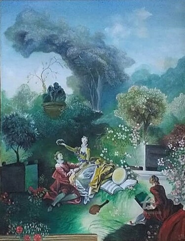 Peinture intitulée "L'amant couronné d'…" par Gérard Pinel, Œuvre d'art originale, Huile