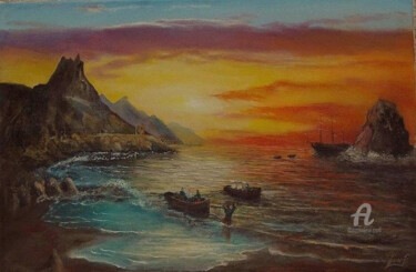 Peinture intitulée "Débarquement des pi…" par Gérard Pinel, Œuvre d'art originale, Huile