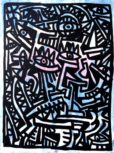 Pintura intitulada "ASSEMBLAGE 10" por Mascarade, Obras de arte originais, Acrílico Montado em Armação em madeira