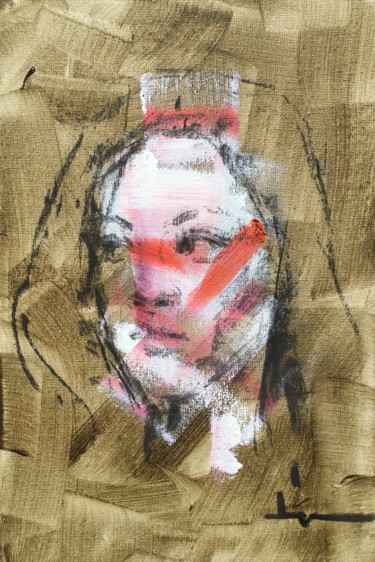绘画 标题为“Portrait Study 3” 由Dominique Dève, 原创艺术品, 木炭