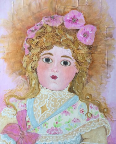 绘画 标题为“POUPEE DE CIRE” 由Geneviève Madrigal, 原创艺术品, 油 安装在木质担架架上