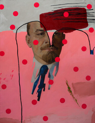 Oleksandr Balbyshev "Who are You, Mr. Lenin?" Painting titled "Oleksandr Balbyshev…" by Oleksandr Balbyshev, Original Artwork, Oil Mounted on Wood Stretcher frame