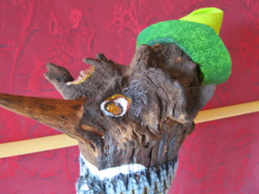 Sculpture titled "PINOCCHIO" by Delpierre, Original Artwork, Wood