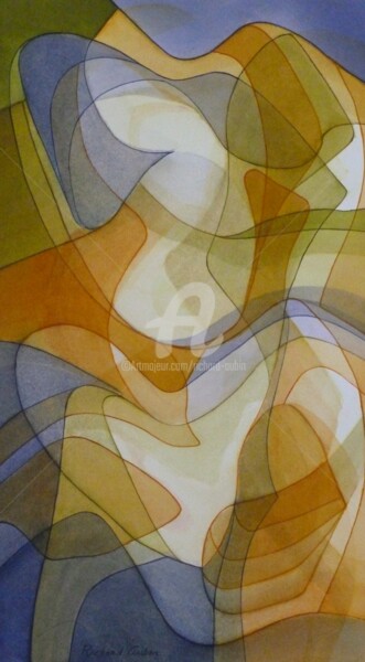 Painting titled "Abstration 03-20" by Richard Aubin, Original Artwork, Watercolor