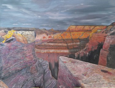Peinture intitulée "Balade en Harley" par John Des Îles, Œuvre d'art originale, Huile