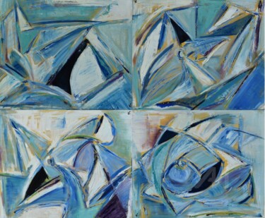 Peinture intitulée "Régate" par Geneviève Lamya Pous, Œuvre d'art originale, Huile Monté sur Châssis en bois