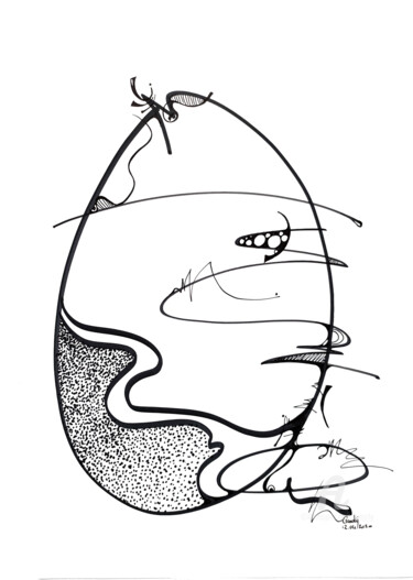 Dibujo titulada "Au milieu coule une…" por Goodÿ, Obra de arte original, Rotulador