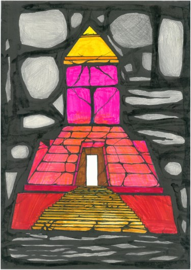 Painting titled "Celestial temple of…" by Aleksandr Glukhov, Original Artwork, Marker