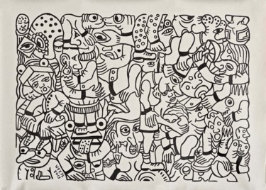 제목이 "Village rituals"인 그림 Eric G. Weets로, 원작, 잉크