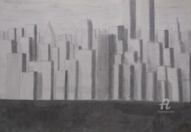 Dessin intitulée "newcity" par Pascal Piguel, Œuvre d'art originale, Crayon