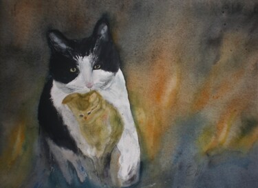 LE HEROS - Aquarelle Originale Unique #artistsupportpledge Painting titled "LE HEROS - Aquarell…" by Eliane Morvan (CREADELI "les petits bonheurs d'Eli"), Original Artwork, Watercolor