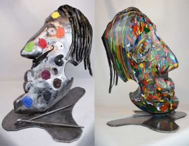 The color chart of" But where is Dali ??? 雕塑 标题为“The color chart of"…” 由Artiste Les Tordus, 原创艺术品, 金属
