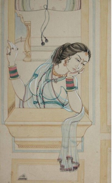 Painting titled "WAITING 1" by Suddha Sama, Original Artwork, Watercolor