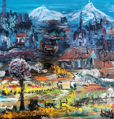 Peinture intitulée "Les baraques de Com…" par Pascal Jung, Œuvre d'art originale, Huile