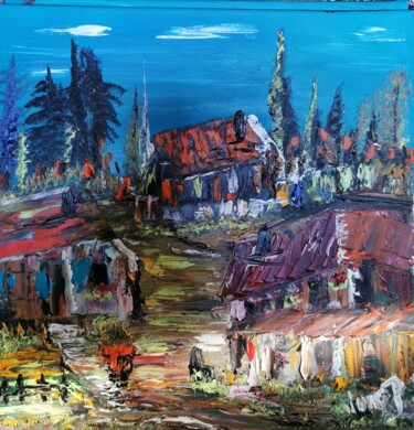 Peinture intitulée "Les Baraques" par Pascal Jung, Œuvre d'art originale, Huile