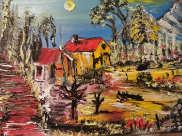 Peinture intitulée "Le chemin de la Roc…" par Pascal Jung, Œuvre d'art originale, Huile