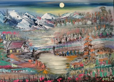Peinture intitulée "Le chalet du petit…" par Pascal Jung, Œuvre d'art originale, Huile