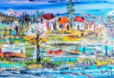 Peinture intitulée "Les Alpilles" par Pascal Jung, Œuvre d'art originale, Huile