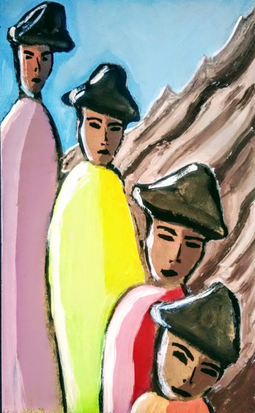 绘画 标题为“HOMMES DES MONTAGNES” 由François Longère, 原创艺术品, 丙烯