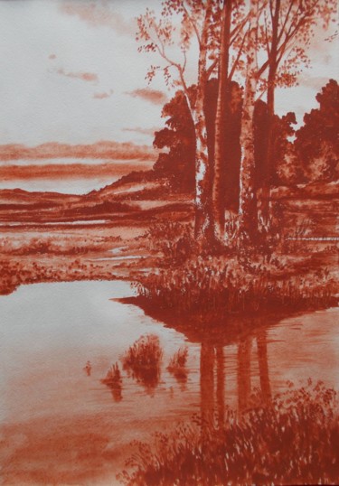 图画 标题为“Landscape with Birc…” 由Владимир Абаимов, 原创艺术品, 颜料