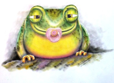 La grenouille suceuse Σχέδιο με τίτλο "La grenouille suceu…" από René Blanchet, Αυθεντικά έργα τέχνης, Παστέλ