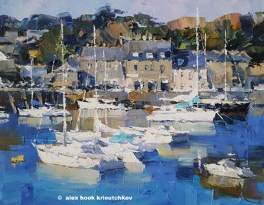 Painting titled "Padstow harbour. Co…" by Alex Hook Krioutchkov, Original Artwork, Oil