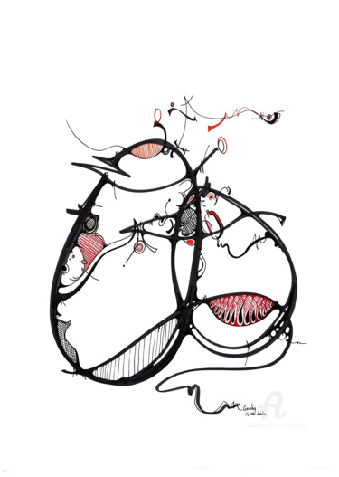 Pleins et vide 4 Dibujo titulada "Pleins et vide 4" por Goodÿ, Obra de arte original, Rotulador