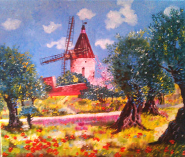 Peinture intitulée "The Mill" par Houria, Œuvre d'art originale, Huile