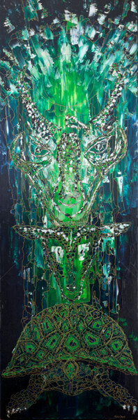 제목이 "Totem"인 미술작품 Fabien Dessoly (Symbolic Art BZH)로, 원작, 아크릴 나무 들것 프레임에 장착됨