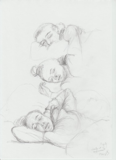 Dessin intitulée "Magaly siestes" par Nathalie Gautier, Œuvre d'art originale, Crayon