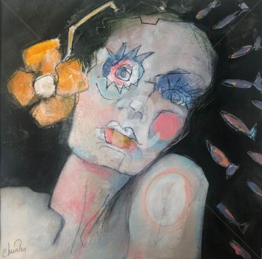 Painting titled "Portrait en confine…" by Chrislen, Original Artwork, Acrylic