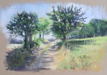 le sentier #ArtistSupportPledge Painting titled "le sentier #ArtistS…" by Christine Mergnat, Original Artwork, Pastel