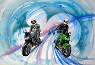 Painting titled "KAWAZAKI Z 750" by Michel Michaux, Original Artwork, Gouache