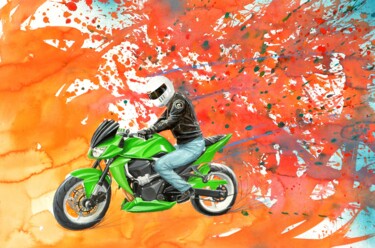 Painting titled "KAWAZAKI" by Michel Michaux, Original Artwork, Gouache