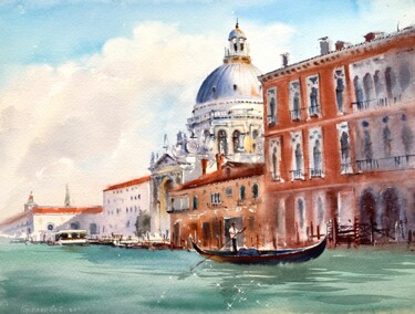 Canal Grande, Venice #2 Schilderij getiteld "Canal Grande, Venic…" door Eugenia Gorbacheva, Origineel Kunstwerk, Aquarel